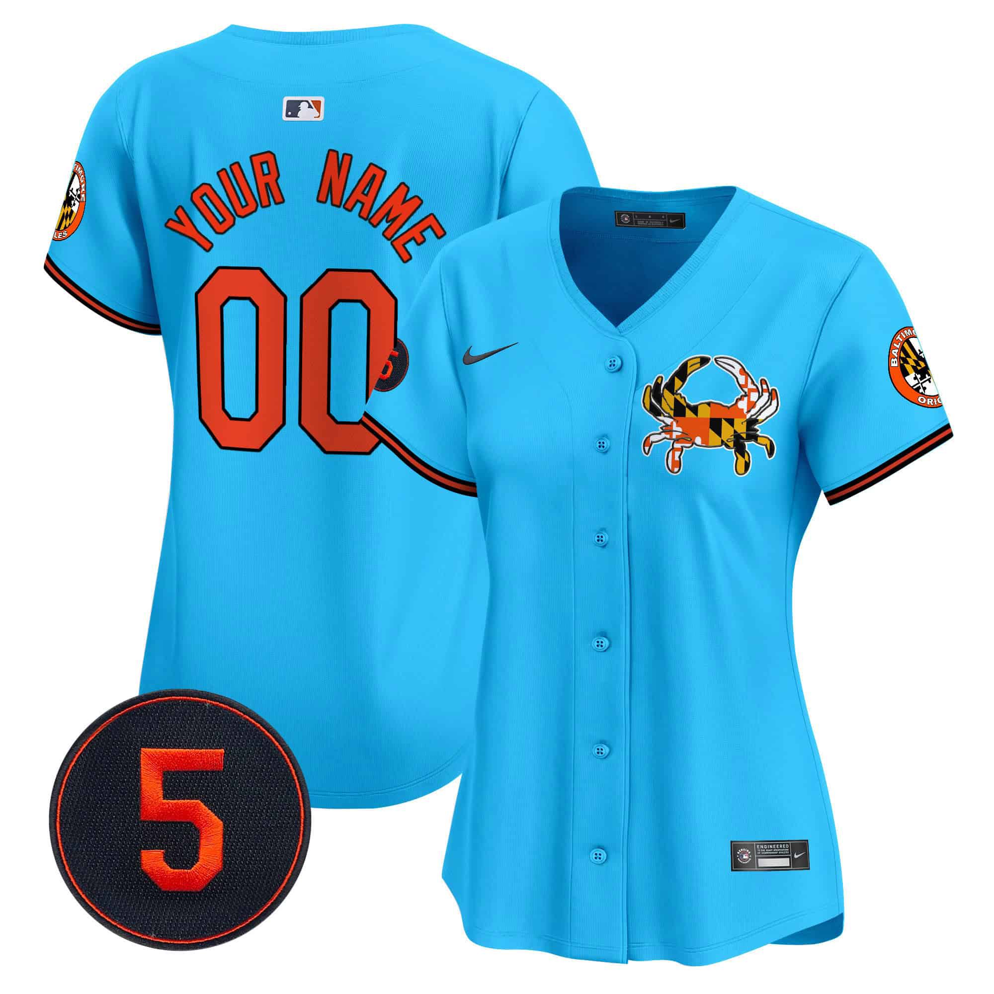 Women Baltimore Orioles Light Blue 2024 Nike Robinson Patch Vapor Premier Limited Custom MLB Jersey->customized mlb jersey->Custom Jersey